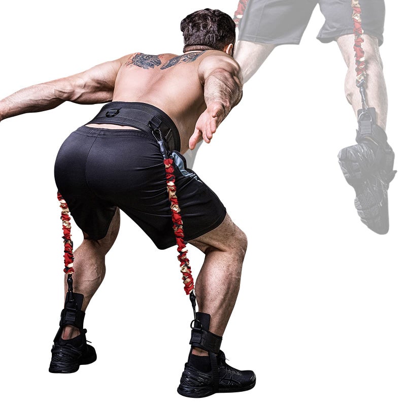 INNSTAR Vertical Jump Trainer Leg Strength Resistance Bands Set for Basketball Triple Jump Football Volleyball Training Provide, Easy to Carry, Substitute for Plyometric Jump Box (Passion-50LB) - Image 1